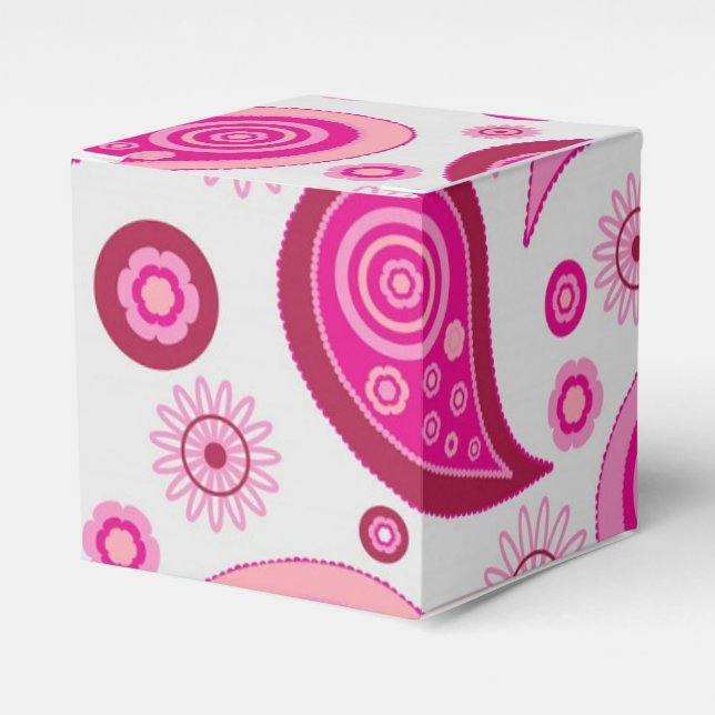 Caja Para Regalos Patrón rosa Paisley (Costado Anverso)