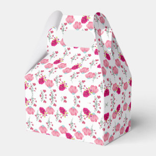 Caja Para Regalos Patrón simétrico de jardín floral rosa y rojo inte