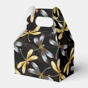 Caja Para Regalos Patrón sin foco con Dragonflies dorados