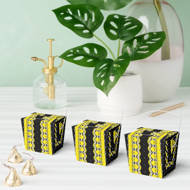 Caja Para Regalos Patrón tribal negro, amarillo y blanco (Múltiple)
