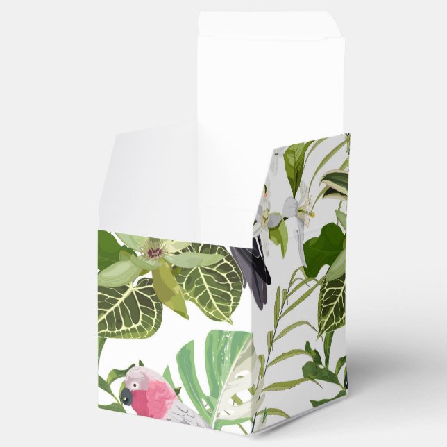 Caja Para Regalos Patrón tropical exótico con loro y flores (Abierto)