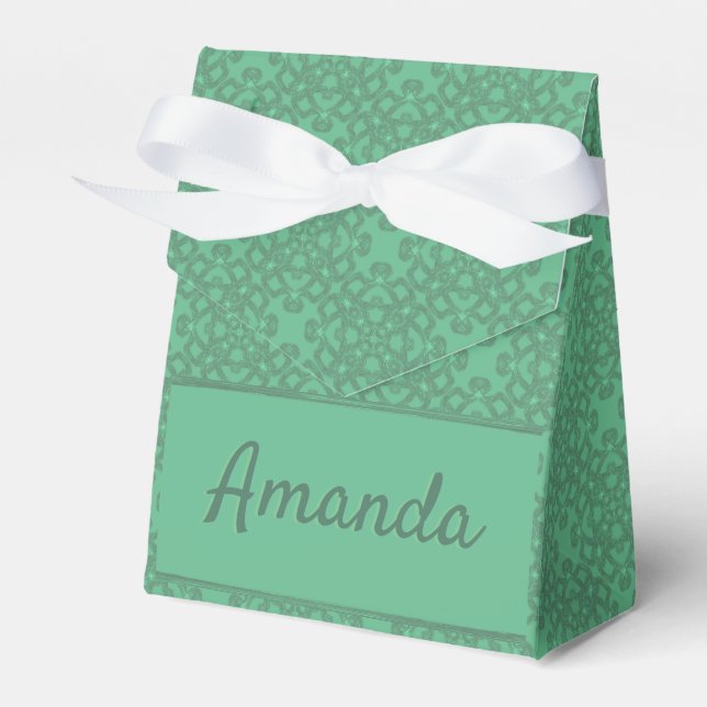 Caja Para Regalos Patrón verde de menta personalizado (Front Side)