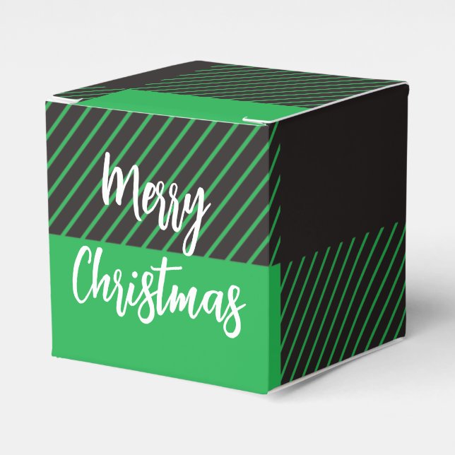 Caja Para Regalos Patrón verde plastificado Feliz Navidad (Costado Anverso)