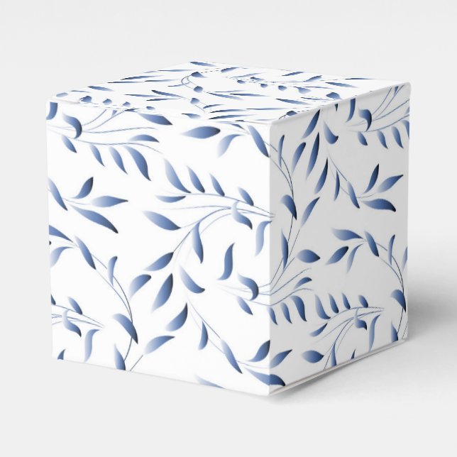 Caja Para Regalos Patrón Willow Elegante Azul y Blanco (Costado Anverso)