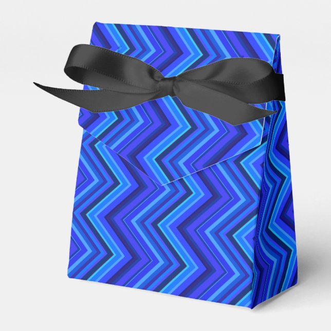 Caja Para Regalos Patrón zigzag de franjas azules (Front Side)