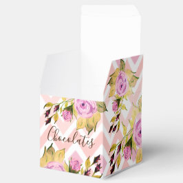 Caja Para Regalos Patronato De Flores Rosa