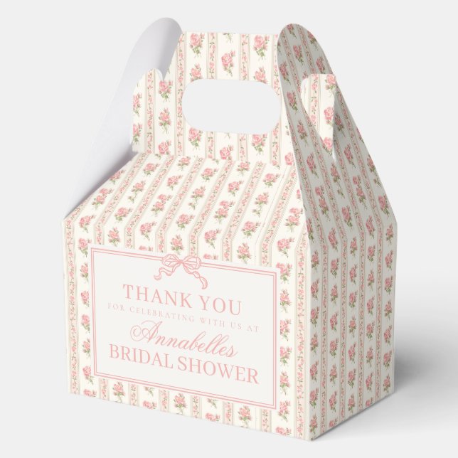 Caja Para Regalos Peach and Beige Fancy Floral Bridal Shower Favor (Anverso)
