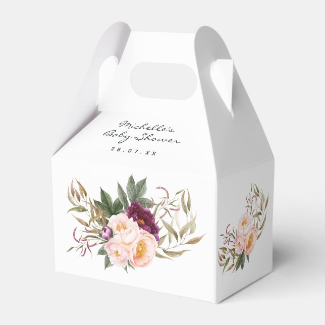 Caja Para Regalos Peach and Burgundy Floral Baby Shower Gracias Fa (Front Side)