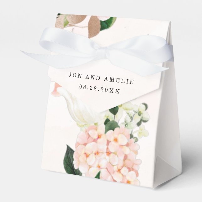 Caja Para Regalos Peach and Cream Hydrangeas Wedding Favor Box (Front Side)