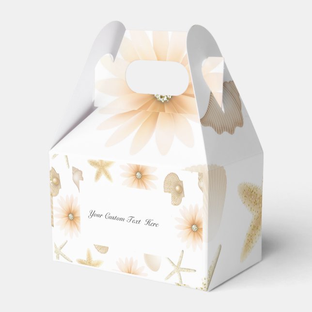 Caja Para Regalos Peach Beach Seashells & Flowers Boda moderno (Front Side)