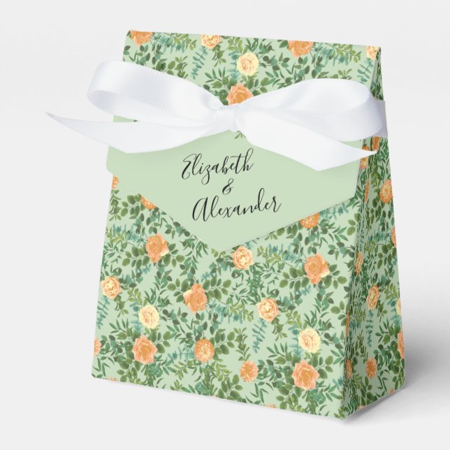 Caja Para Regalos Peach Green Boda Spring Pastel Floral (Front Side)