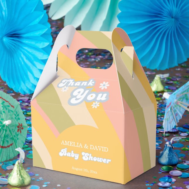 Caja Para Regalos Peach Retro Favor Box Moderno (Fiesta)