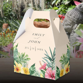 Caja Para Regalos Peach Watercolor Boda Floral Tropical