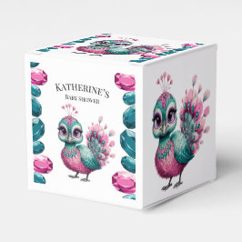 Caja Para Regalos Peacock Baby Shower de bebé joven rosa y Verde azu