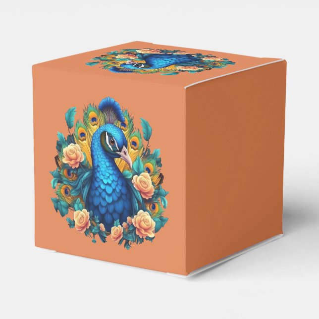 Caja Para Regalos Peacock Con Rosas De Engranaje (Reverso Costado)