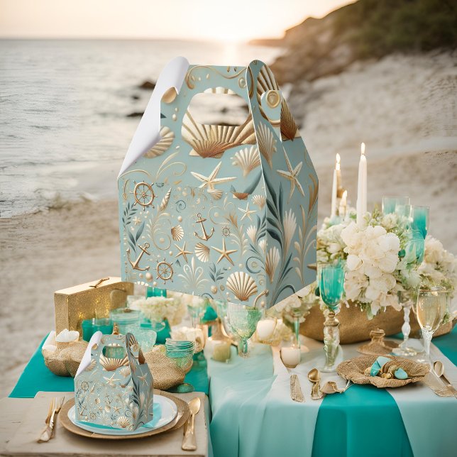 Caja Para Regalos Pearl Coast Elegance Seafoam Nautical Favor Box (Subido por el creador)