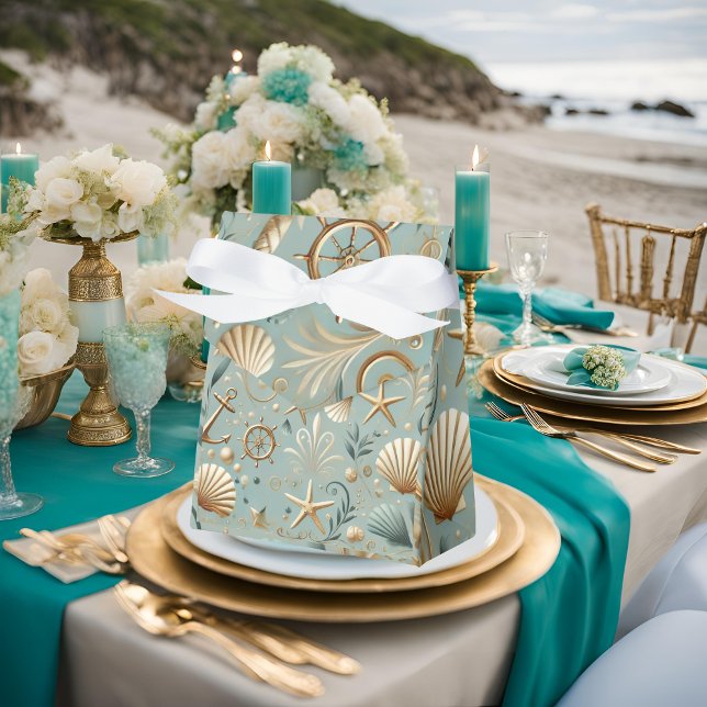 Caja Para Regalos Pearl Coast Elegance Seafoam Nautical Favor Box (Subido por el creador)