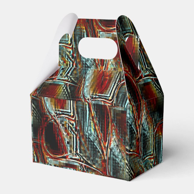 Caja Para Regalos Peculias rayadas pixeladas en coral cian gris (Front Side)