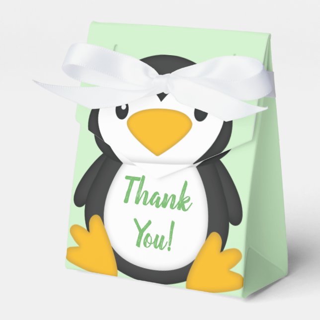 Caja Para Regalos Penguin Baby Shower Green (Front Side)