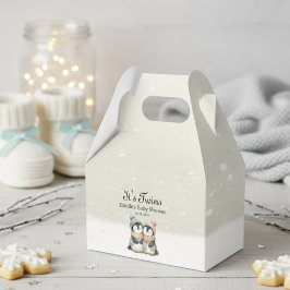 Caja Para Regalos Penguin Neutral Twins Baby Shower Winter Theme