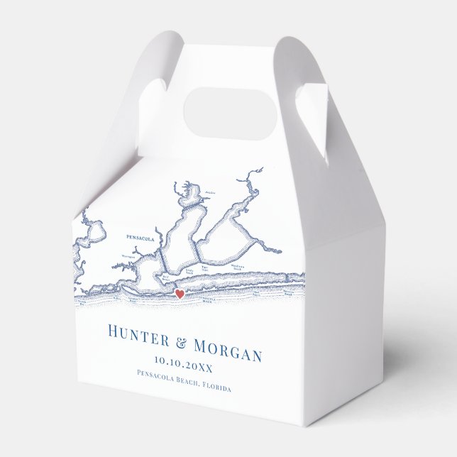 Caja Para Regalos Pensacola Beach Florida Map Elegant Wedding (Front Side)