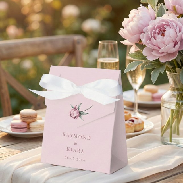Caja Para Regalos Peonía Malva Rosa Polvo Minimal Boda (personalized modern minimalist pink mauve peony wedding favor box
)