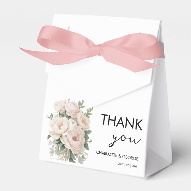 Caja Para Regalos peonías blancas de boda floral rústica (Front Side)
