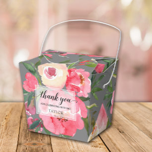 Caja Para Regalos Peonías Chic Flores en Gris