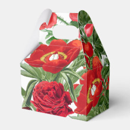 Caja Para Regalos Peony Rojo Botánico Flores Flores Floral Favor Box