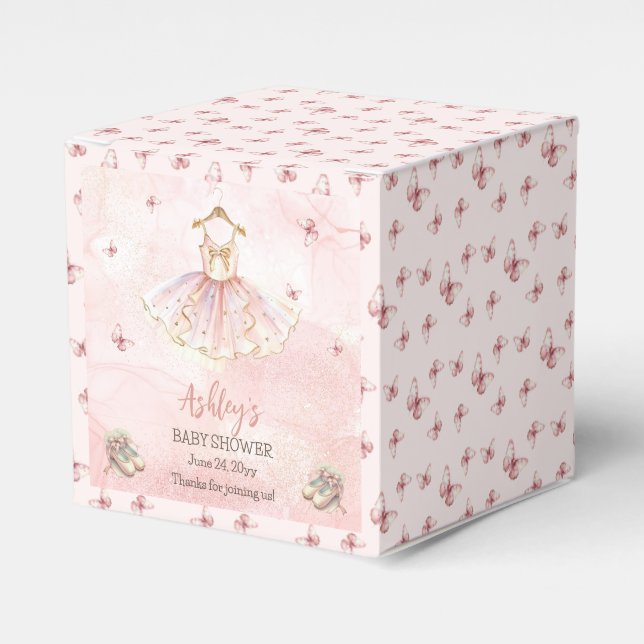 Caja Para Regalos Pequeña balerina rosada tutu Chica Baby Shower (Costado Anverso)
