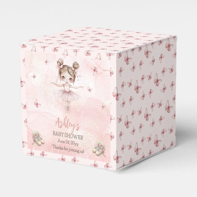 Caja Para Regalos Pequeña balerina rosada tutu Chica Baby Shower (Costado Anverso)