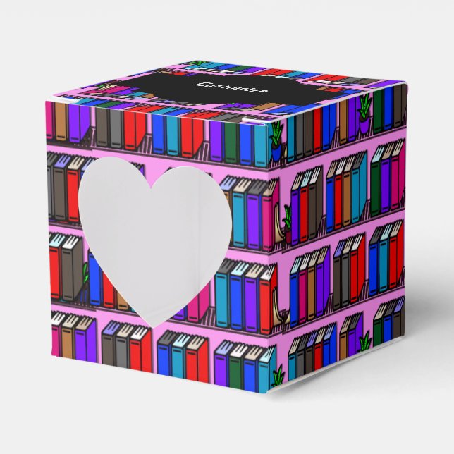 Caja Para Regalos Pequeña biblioteca estantes de libros de corazón r (Anverso)