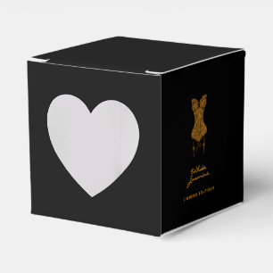 Caja Para Regalos Pequeña Boutique de Lencería con Brillo Dorado Neg