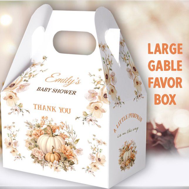 Caja Para Regalos Pequeña Calabaza Cae Baby Shower Grande Gable (Pumpkin Large Gable Favor Boxes - You can choose from 3 sizes of these gable favor boxes)