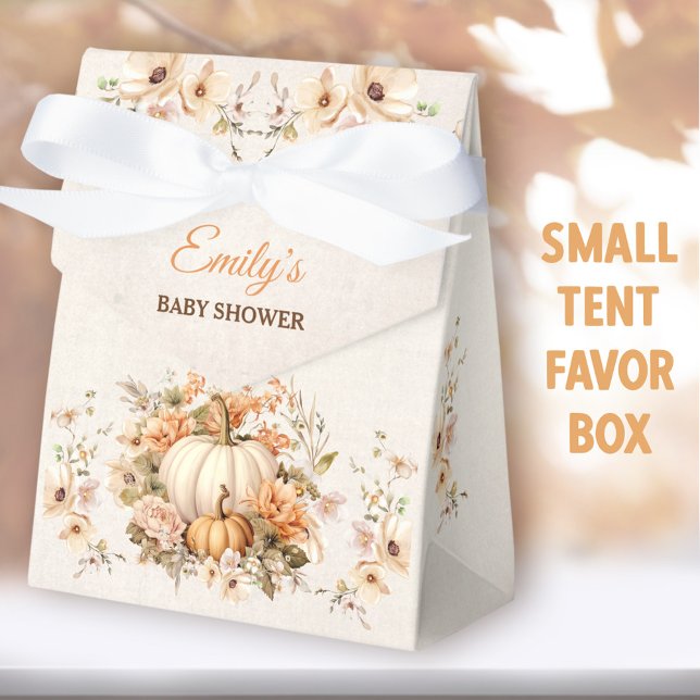 Caja Para Regalos Pequeña Calabaza En El Camino De Baby Shower Peque (Little Pumpkin Rustic Small Tent Favor Boxes - You can choose from 2 sizes of these tent favor boxes)