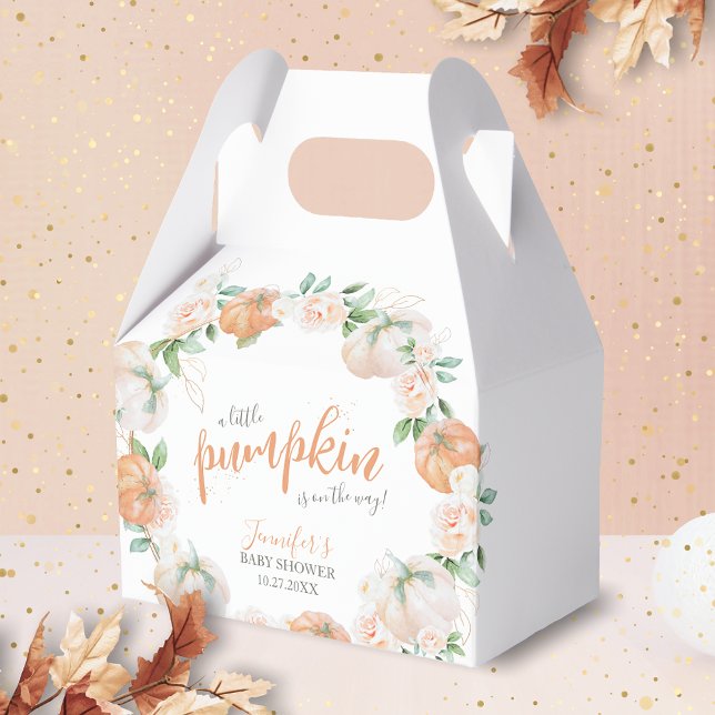 Caja Para Regalos Pequeña calabaza otoño acuarela Gold Baby Shower (Subido por el creador)