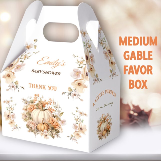 Caja Para Regalos Pequeña Calabaza Pastel Baby Shower Medio Gable (Little Pumpkin Pastel Baby Shower Medium Gable Favor Boxes You can choose from 3 sizes of these!)