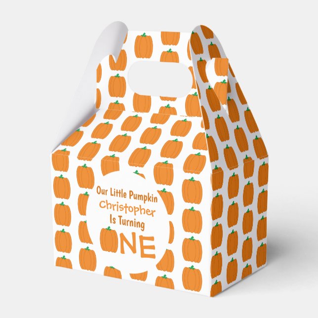 Caja Para Regalos Pequeña Calabaza Primer Cumpleaños (Front Side)
