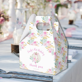 Caja Para Regalos Pequeña Calabaza Rosa Bow Primer Cumpleaños