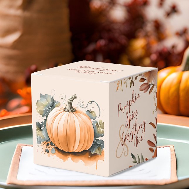 Caja Para Regalos Pequeña especia de calabaza monograma caída Baby S (Pumpkin spice Fall baby shower party favor box)