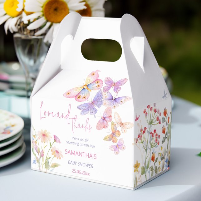 Caja Para Regalos Pequeña mariposa pradera flores silvestres bebé du (Little butterfly meadow wildflowers baby shower favor box butterfly baby shower favors)