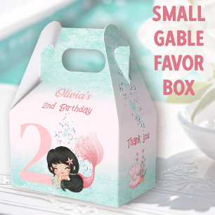 Caja Para Regalos Pequeña sirena suave pelo oscuro rosado pequeño ga