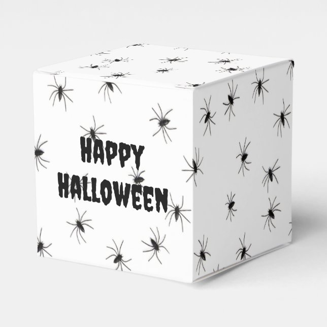 Caja Para Regalos Pequeñas arañas fantasmales por toda Halloween (Costado Anverso)