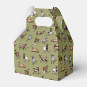 Caja Para Regalos Pequeñas cabras en verde - Patrón de manada de cab