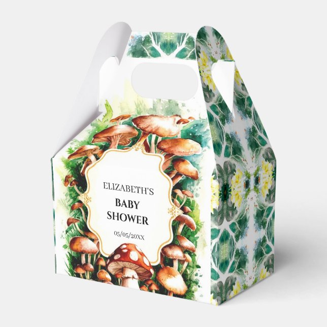 Caja Para Regalos Pequeño Baby Shower de hongos encantados (Front Side)