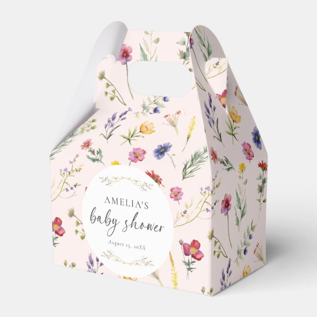 Caja Para Regalos Pequeño Baby Shower rosado floral (Front Side)