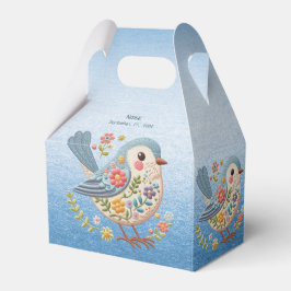Caja Para Regalos Pequeño Bird Floral Embroidery Blue FavBox