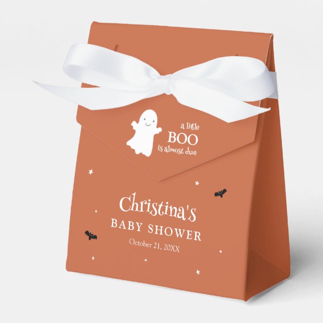 Caja Para Regalos Pequeño Boo Halloween Fantasma Naranja Baby Shower (Front Side)