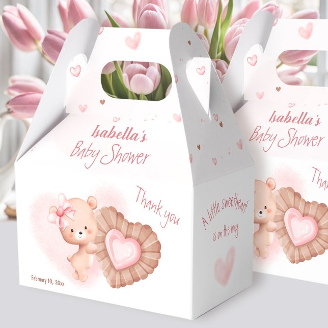 Caja Para Regalos Pequeño Chica de San Valentín Rosa (Little Sweetheart Pink Valentines Girl Baby Shower Favor Box)