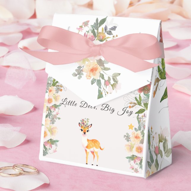 Caja Para Regalos Pequeño ciervo, tema de Baby Shower de la flor ros (Boda)